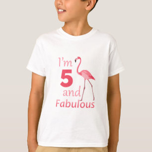 Kinder vijfde verjaardag Cute Pink Flamingo T-shirt