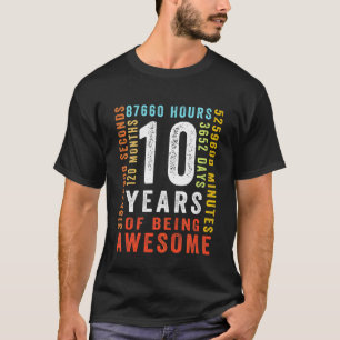 Kinder Vintage 10e verjaardag 10 jaar oud ontzag T-shirt