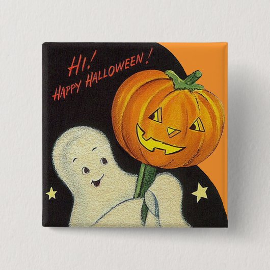 Kinder Vintage Halloween Vierkante Button 5,1 Cm (Voorkant)