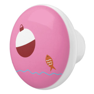 Kinder vis en aas keramische knop