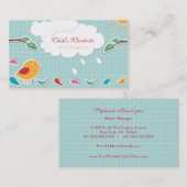 Kinder visitekaartjes voor zoete witvogels (Voorkant / Achterkant)