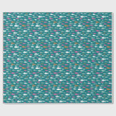 Kinder vispatroon cadeaupapier (Vlak)