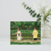 Kinder Vist bij de Lokale Vijver Briefkaart (Staand voorkant)