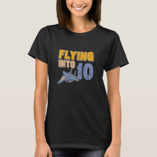 Kinder vliegende naar 10 jet 10 jaar tiende geboor t-shirt