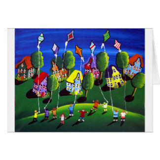 Kinder vliegende vliegers Folk Art