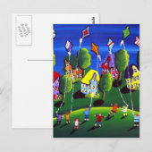 Kinder vliegende vliegers Folk Art Briefkaart (Voorkant / Achterkant)