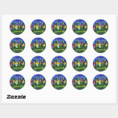 Kinder Vliegers Folk Art Ronde Sticker (Vel)