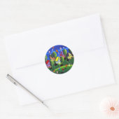 Kinder Vliegers Folk Art Ronde Sticker (Envelop)
