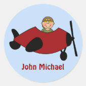 Kinder Vliegtuig Verjaardag Stickers (Voorkant)