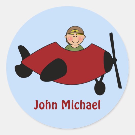 Kinder Vliegtuig Verjaardag Stickers (Voorkant)