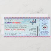 Kinder vliegtuigticket verjaardagsuitnodigingen kaart (Voorkant)