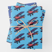 Kinder vliegtuigtrio inpakpapier vel (In situ)