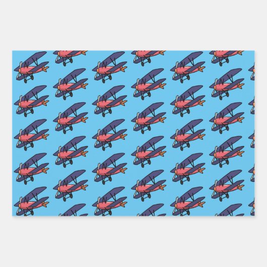 Kinder vliegtuigtrio inpakpapier vel (Voorkant)