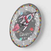 Kinder vlinderjongens raketruimteklok grijs grote klok (Hoek)