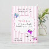 Kinder vlinders verjaardagsuitnodiging kaart (Staand voorkant)