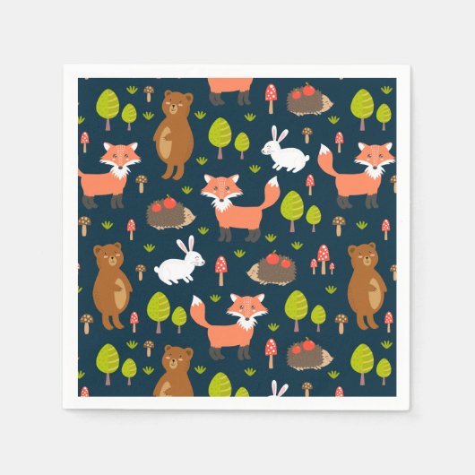 Kinder vlooiendieren Bunny Rabbit Fox Beer Servet (Voorkant)