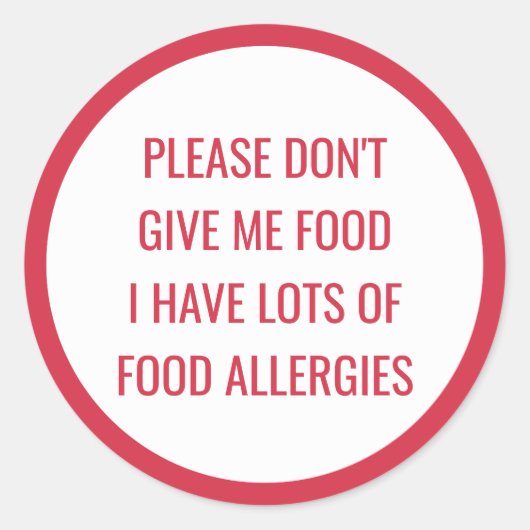 Kinder voedselallergie geef me alsjeblieft geen et ronde sticker (Voorkant)