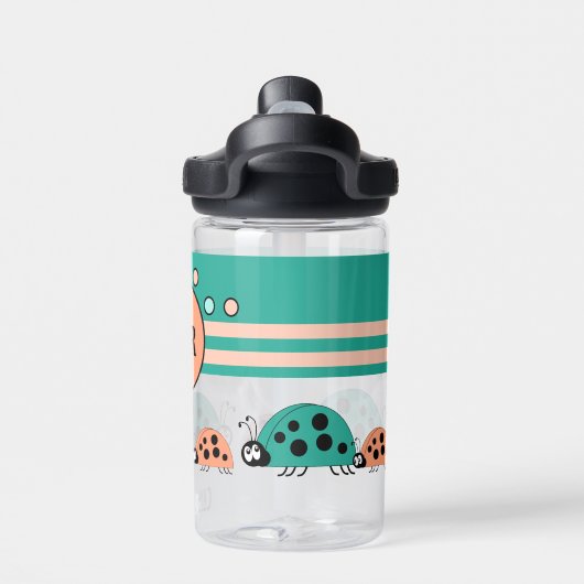 Kinder voeg initialen ladybugs groen koraal toe waterfles (Achterkant)