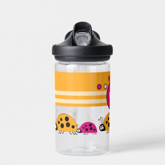 Kinder voeg initialen ladybugs toe oranje roze waterfles (Voorkant)