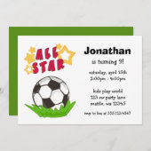 Kinder Voetbal Alle Uitnodigingen van de Birthday  (Voorkant / Achterkant)