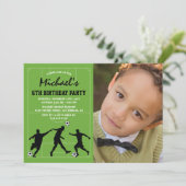 Kinder Voetbal Birthday Foto Kaart (Staand voorkant)