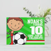Kinder voetbal / football groene 10e verjaardag ui kaart (Staand voorkant)