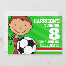 Kinder Voetbal / football Groene Verjaardagsuitnod Kaart