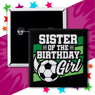 Kinder Voetbal Football Party Zuster van Verjaarda Vierkante Button 5,1 Cm