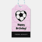 Kinder voetbal — Heart Shaped Ball Girls Naam Roze Cadeaulabel (Voorkant)