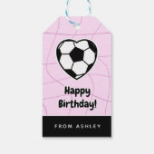 Kinder voetbal — Heart Shaped Ball Girls Naam Roze Cadeaulabel (Achterkant)