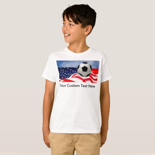 Kinder Voetbal met VS-vlag T-Shirt (Voorkant volledig)