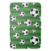Kinder Voetbal Patroon op Groene Strepen Badkamer Badmat (Voorkant Verticaal)