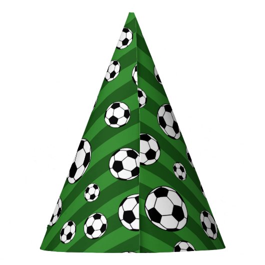 Kinder Voetbal Patroon op Groene Strepen Verjaarda Feesthoedjes (Achterkant)