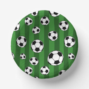 Kinder Voetbal Patroon op Groene Strepen Verjaarda Papieren Kommen