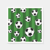 Kinder Voetbal Patroon op Groene Strepen Verjaarda Servet (Voorkant)