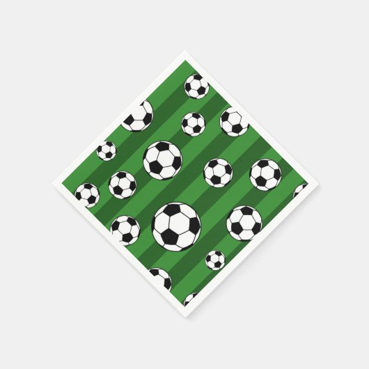 Kinder Voetbal Patroon op Groene Strepen Verjaarda Servet (Hoek)