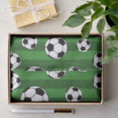 Kinder Voetbal Patroon op Groene Strepen Verjaarda Tissuepapier (Geschenk)