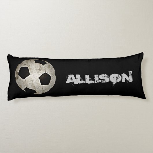 Kinder Voetbal Sportzwart White - persoonlijk gepe Lichaamskussen (Achterkant)
