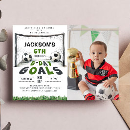 Kinder Voetbal Verjaardag Foto Uitnodiging