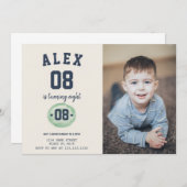 Kinder Voetbal Verjaardag Uitnodiging met foto (Voorkant / Achterkant)