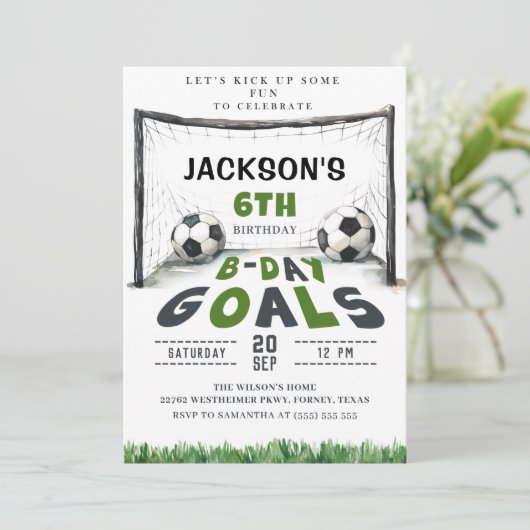 Kinder Voetbal Verjaardagsuitnodiging Kaart (Staand voorkant)
