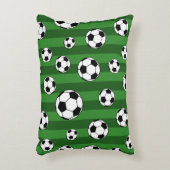 Kinder Voetballen patroon op groene strepen Accent Kussen (Voorkant(Verticaal))