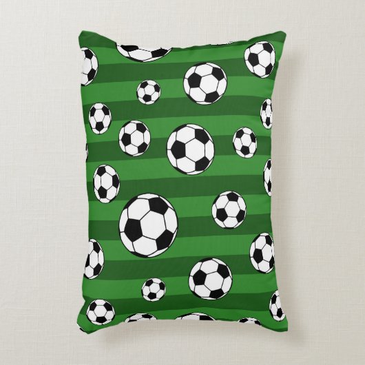 Kinder Voetballen patroon op groene strepen Accent Kussen (Voorkant(Verticaal))