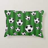 Kinder Voetballen patroon op groene strepen Accent Kussen (Achterkant)