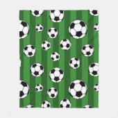 Kinder Voetballen patroon op groene strepen Fleece Deken (Voorkant)
