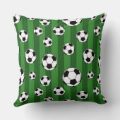 Kinder Voetballen patroon op groene strepen Kussen (Achterkant)