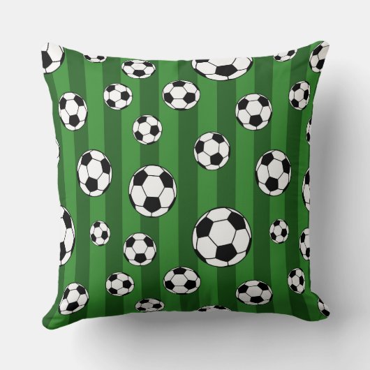 Kinder Voetballen patroon op groene strepen Kussen (Achterkant)