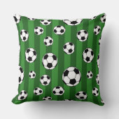 Kinder Voetballen patroon op groene strepen Kussen (Voorkant)