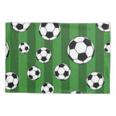 Kinder Voetballen patroon op groene strepen Kussensloop (Achterkant)