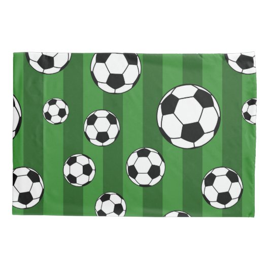 Kinder Voetballen patroon op groene strepen Kussensloop (Achterkant)